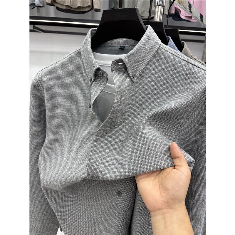 男士纯棉加d绒厚款长袖衬衫中青年经典格子保暖外穿内搭时尚寸衫