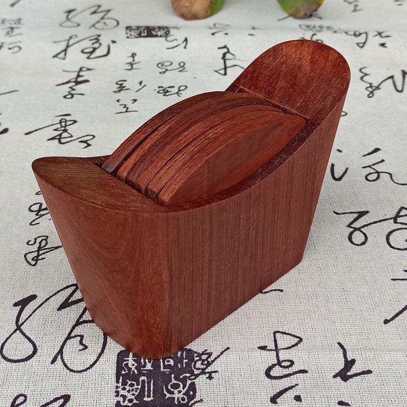缅甸花梨木元宝茶杯垫茶道隔热垫红木防烫木Q杯垫子实木中式商务