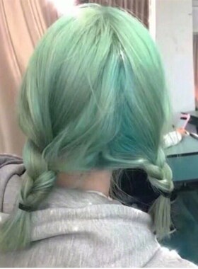 韩国可爱女生假发全头套绿色空气刘海直发款锁骨发甜美修脸假发套