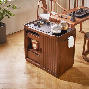 实木可移动餐边柜茶水柜小推车茶台靠墙置物架一体水吧台收纳边柜