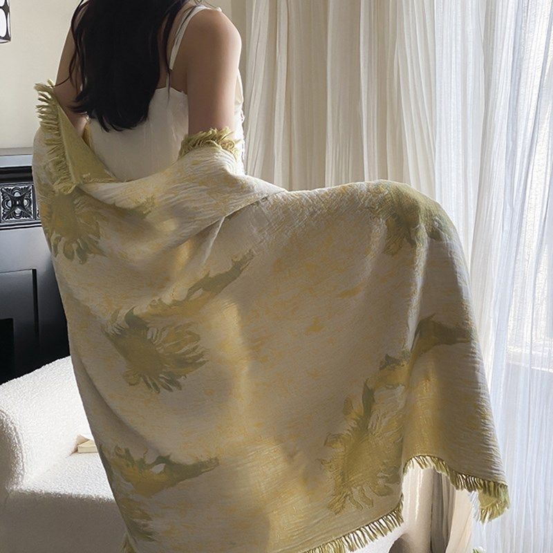 法式全棉流苏纱布浴巾披肩毯纯棉办公室午睡盖毯沙发毯旅行小毯子,床上用品,休闲毯/毛毯/绒毯,淘宝优惠券,粉丝福利购,淘宝优惠卷