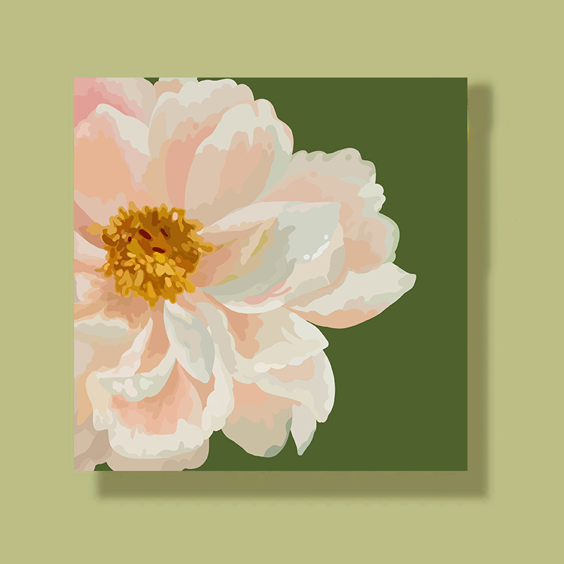 芍药牡丹花卉填充涂鸦数字油画diy手绘丙烯油彩画手工装饰画挂画图片