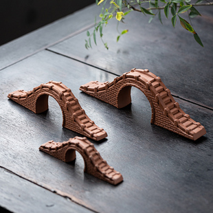 创意陶瓷石拱桥微景观鱼缸小桥流水石桥造景枯山水沙盘装饰品