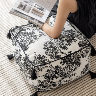 生活之盐松枝叶影雪尼尔坐墩圆形蒲团懒人沙发客厅地毯坐垫凳