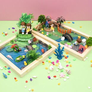 儿童滴胶微景观大世界材料装 创意粘土木框海洋造景