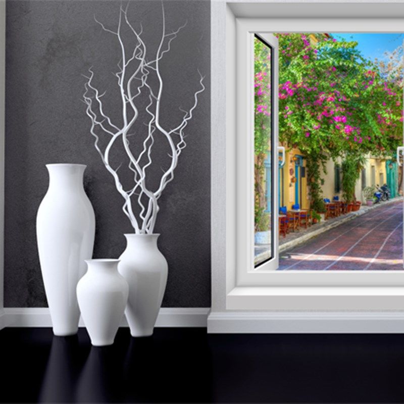 竖款D仿真假窗户自粘纸防水墙画装饰森林风景竹林瀑布墙壁纸,家居饰品,软装墙贴,淘宝优惠券,粉丝福利购,淘宝优惠卷