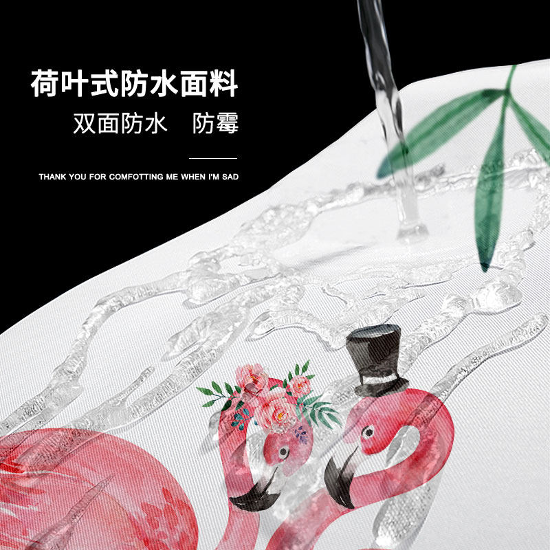 火烈鸟浴帘免打浴室防水布加厚帘挂帘洗澡帘