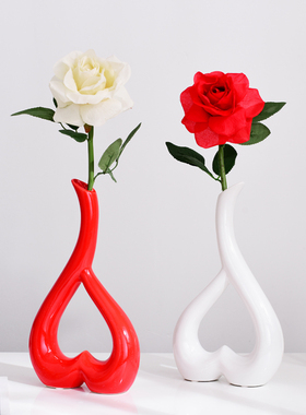 现代陶瓷小创意餐桌装饰品家居客厅插瓶新房软装摆设