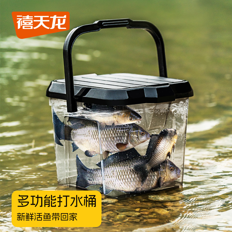 禧天龙装鱼桶带盖手提便携式钓鱼桶活鱼桶多功能专用路亚桶钓鱼桶