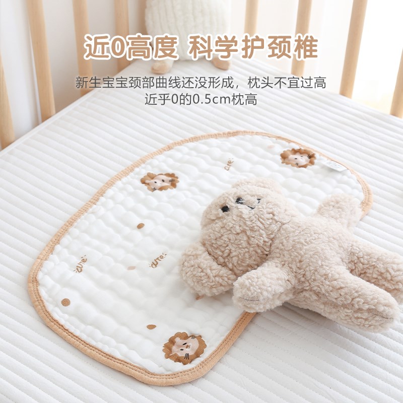 婴儿平枕新生儿童纱布云片枕垫0-12个月防吐奶透气吸汗枕头枕垫
