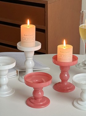 玻璃罗马柱烛台客厅餐桌桌面摆件香薰蜡烛台座家用拍照道具装饰品