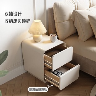 奶油风实木床头柜子小型家用卧室超窄收纳柜简约现代夹缝置物边柜