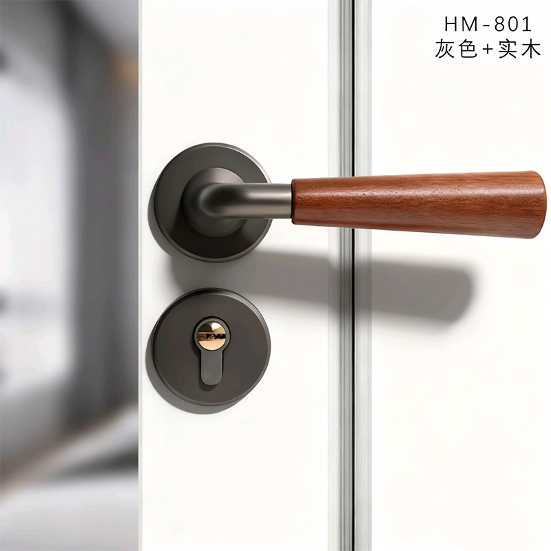 中古风实木把手房门锁