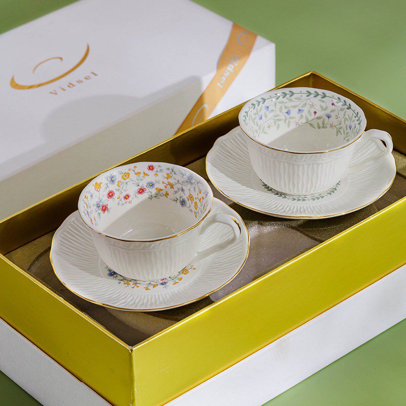 浮雕咖啡杯套装小清新杯子结婚生日乔迁送礼英式下午茶具杯碟礼盒