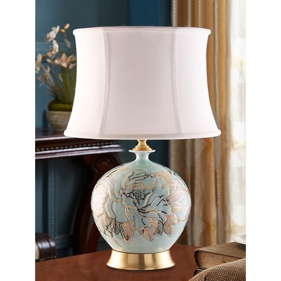 美式景德镇中式陶瓷大号台灯客厅描金影青瓷装饰艺术品书房LED灯
