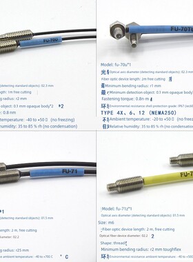 光纤传感器FU-70U/70TU/71/71Z/73/75F/76F/77进口光纤芯光纤探头
