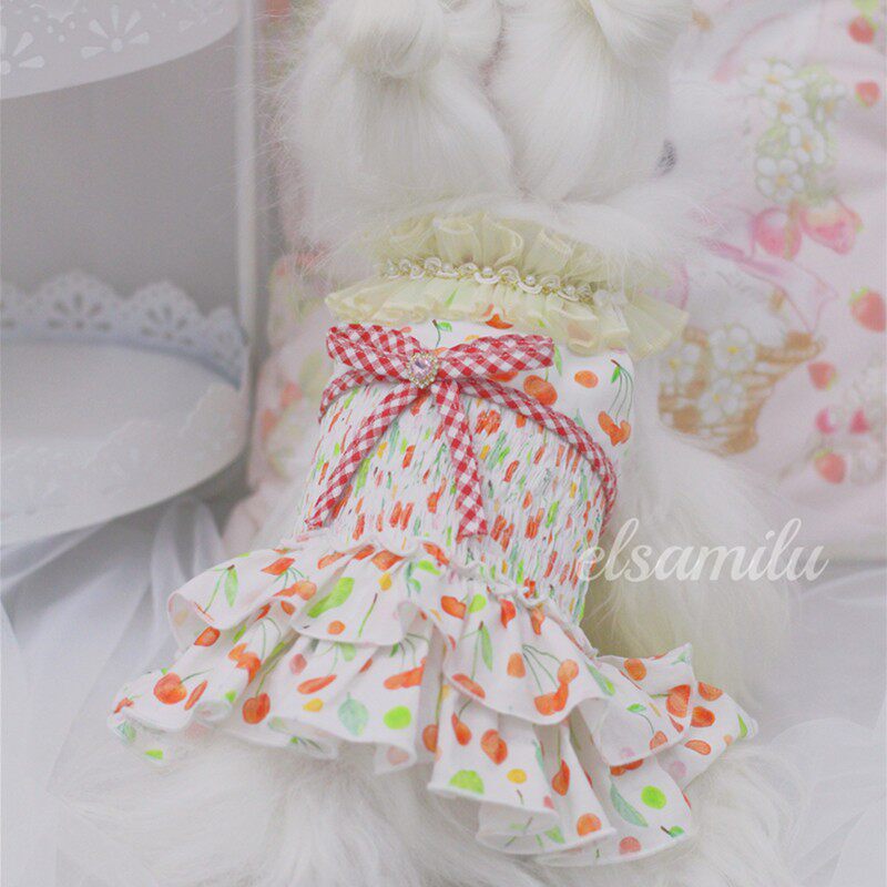 elsamilu宠物定制马尔济斯衣服中型狗狗猫咪春夏小型犬约克夏裙子