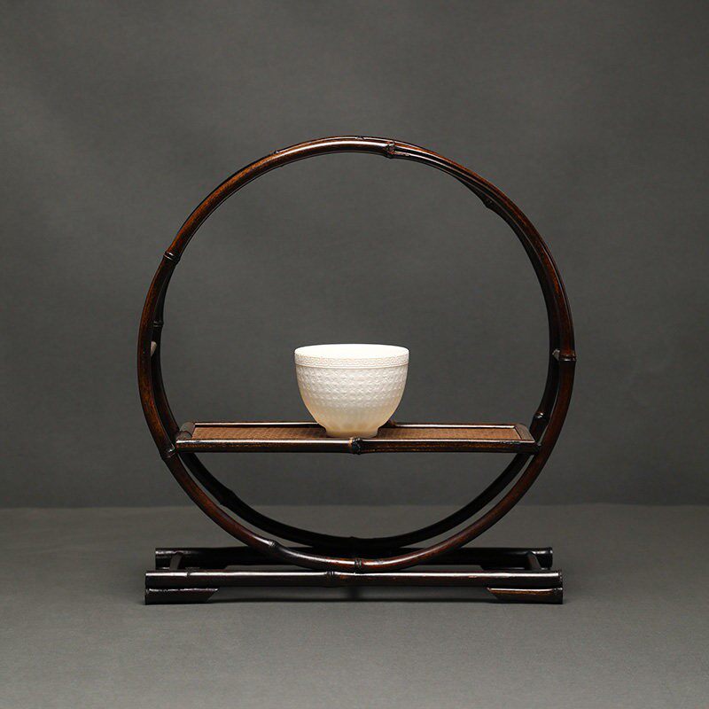 紫竹小茶棚桌面茶具文玩收纳展示架博古架圆形小茶架茶艺茶道配件