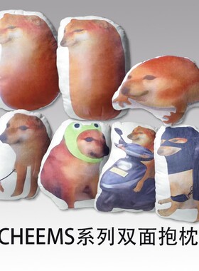 Cheems狗蛋狗蛙废柴迷惑狗子沙雕恶搞笑抱枕毛绒双面靠垫礼品