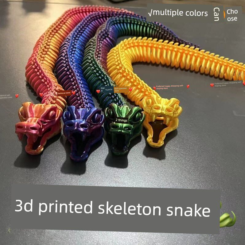 3d打印骨架蛇骷髅模型玩具A嘴巴可张开合cos布景道具diy摆件潮礼