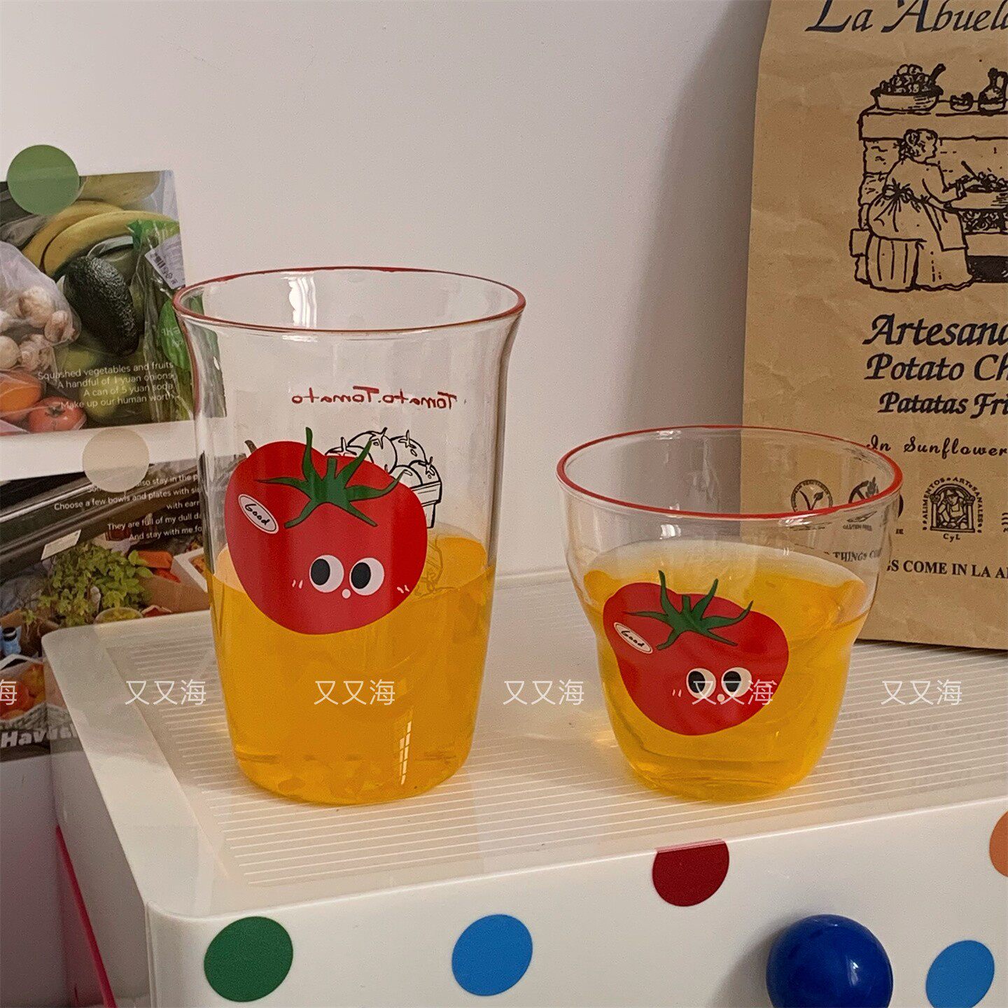 【又又海】ins风番茄玻璃杯 家用高硼硅玻璃耐热喝水杯子果汁牛奶