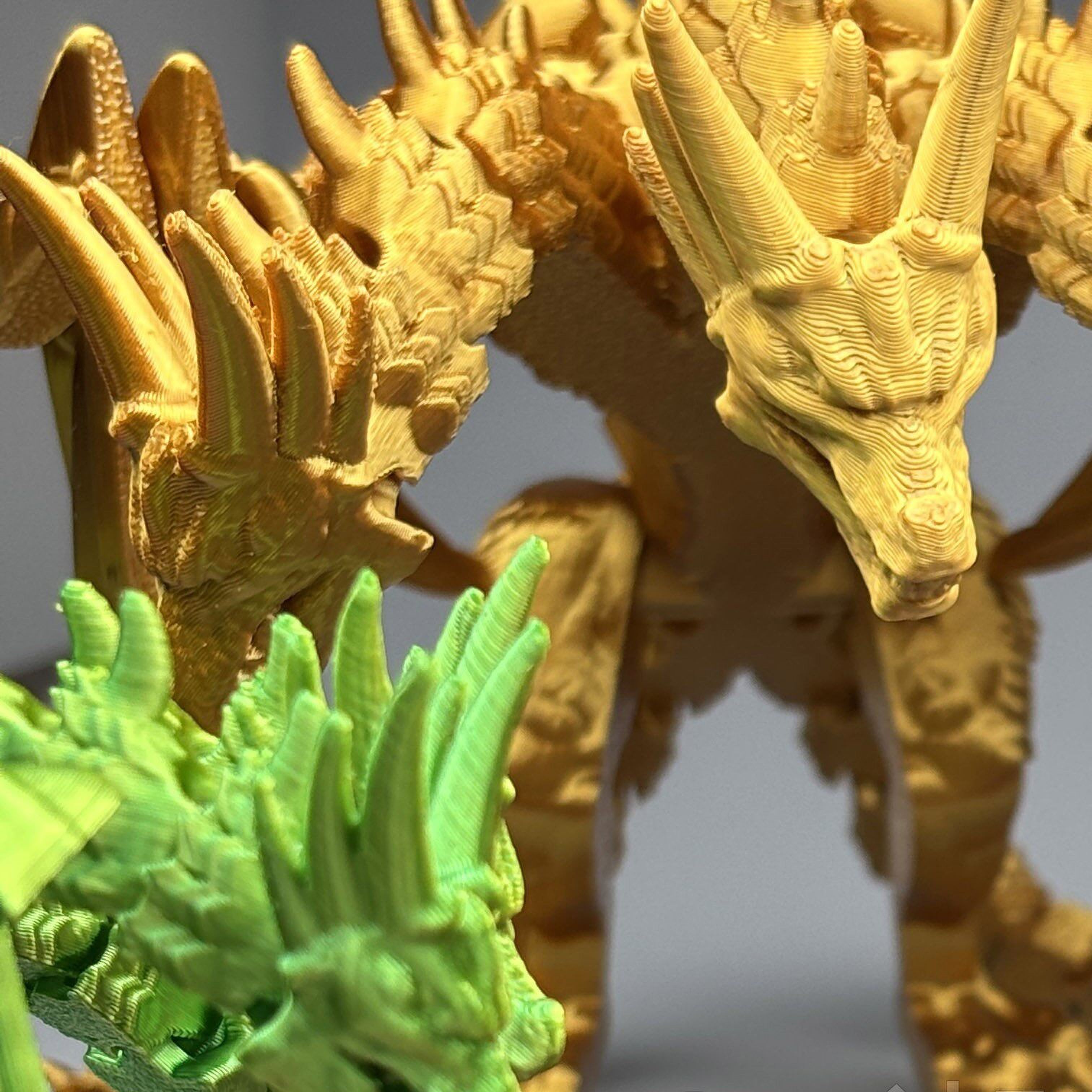 可站基多拉三头龙3D打印怪兽模型带A翅膀恐龙模型摆件装饰玩具礼
