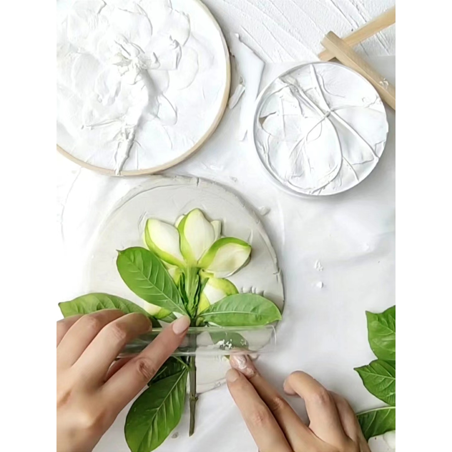 石膏模具diy浮雕植物拓印创意画陶泥涂色亲子儿童手工制作材料包