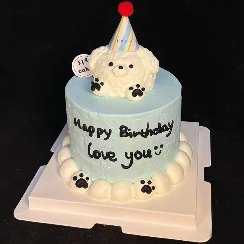 奶油小狗蛋糕装饰摆件卡通网红生日小猪狗头巧克力成品插件