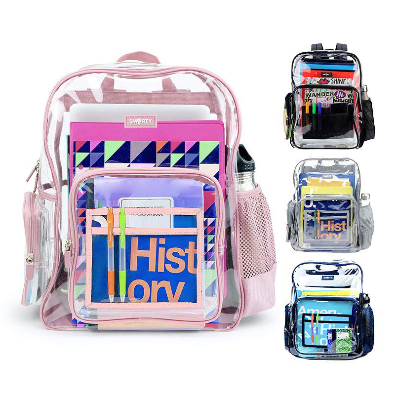 大号透明书包男女高颜值初中生高中大学生 大容量pvc防水双肩背包