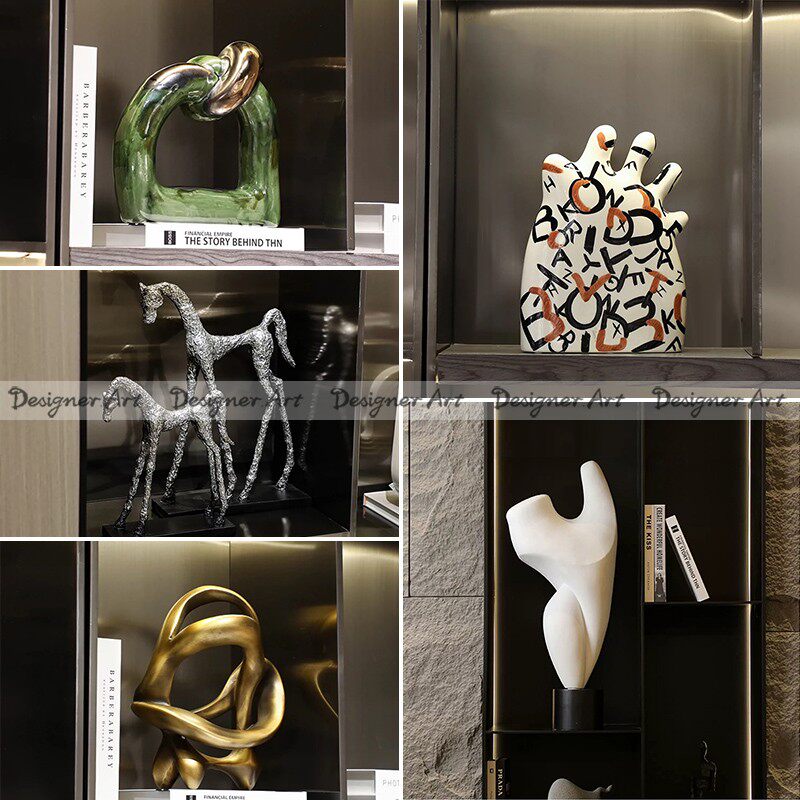 Desigenr 手绘抽象彩色手掌摆件样板间电视柜肌理古银马趣味饰品