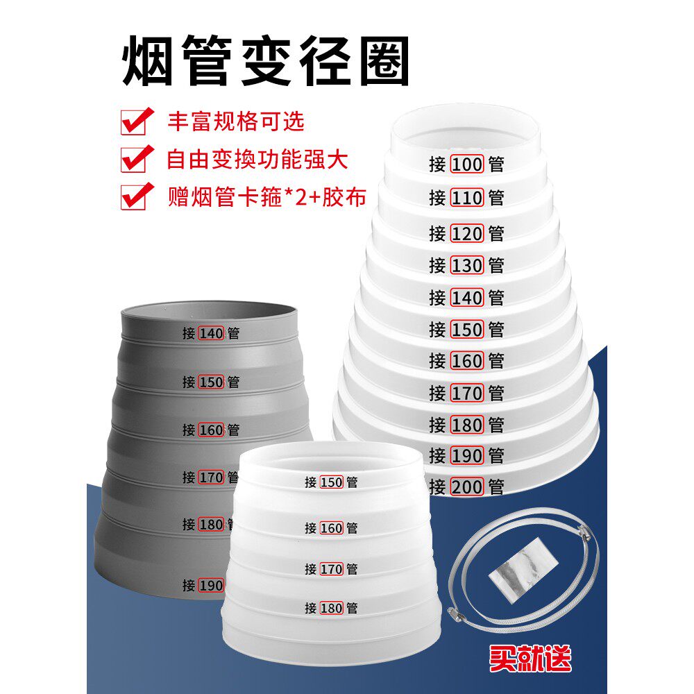 抽油烟机排烟管变径圈排风管大小转换接头厨房止逆阀变径器烟道管