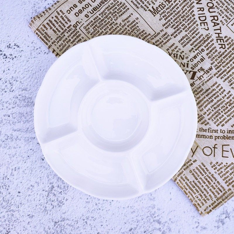 圆形五果盘卤水拼盘陶瓷多格圆盘火锅配盘子五格盘餐盘田字四格盘,餐饮具,盘,淘宝优惠券,粉丝福利购,淘宝优惠卷