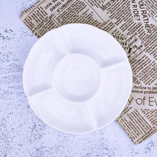 圆形五果盘卤水拼盘陶瓷多格圆盘火锅配盘子五格盘餐盘田字四格盘