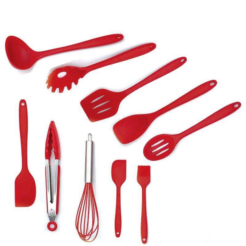 硅胶厨具10件套 厨具不粘锅烹饪铲勺套 烘培十件套 出口