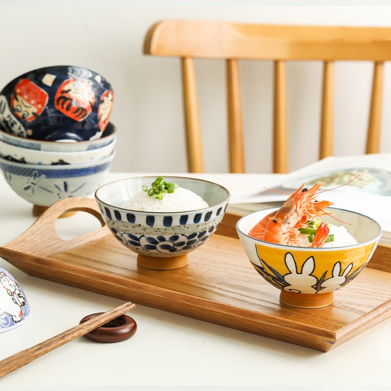 日本进口陶瓷碗日式卡通猫咪饭碗家用儿童吃饭碗米饭碗汤面碗餐具