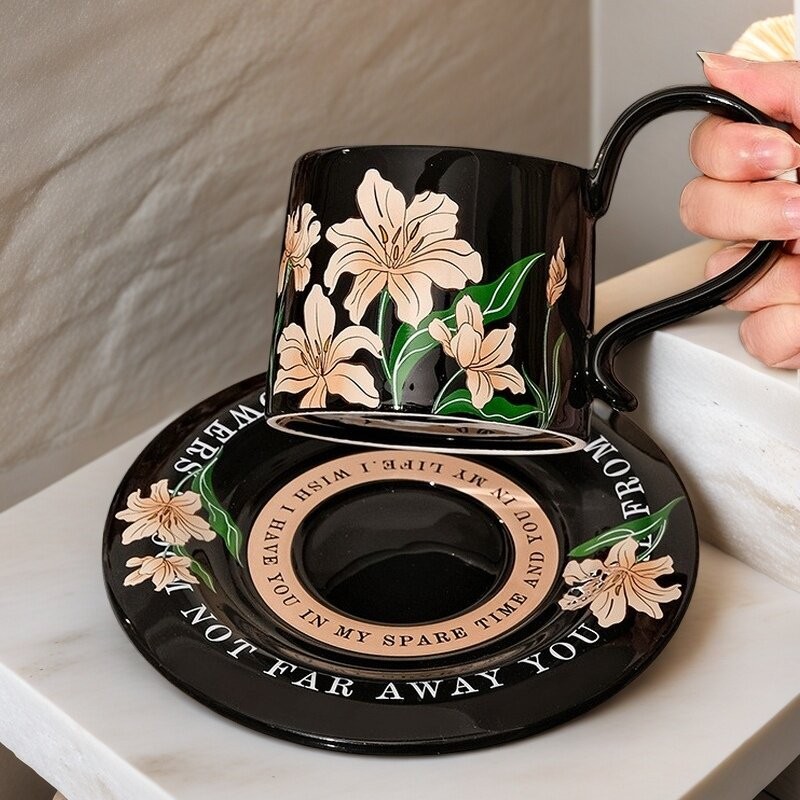 法式复古风花语秘境陶瓷咖啡杯碟套装女生高档下午茶杯送闺蜜杯子