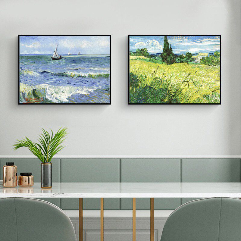 梵高莫奈油画装饰画餐厅客厅沙发背景墙挂画玄关卧室壁画世界名画
