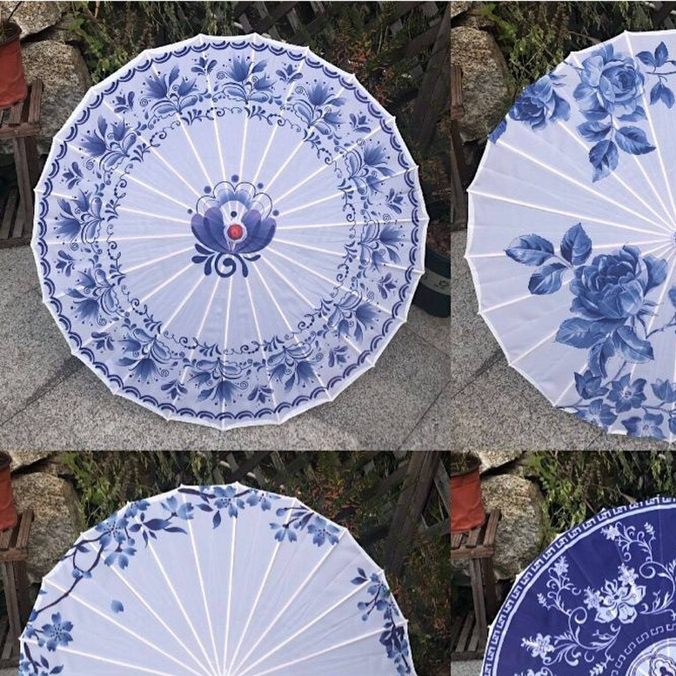 青花瓷油纸伞纯手工 传统吊顶装饰伞旗袍秀走秀演出道具伞古装伞