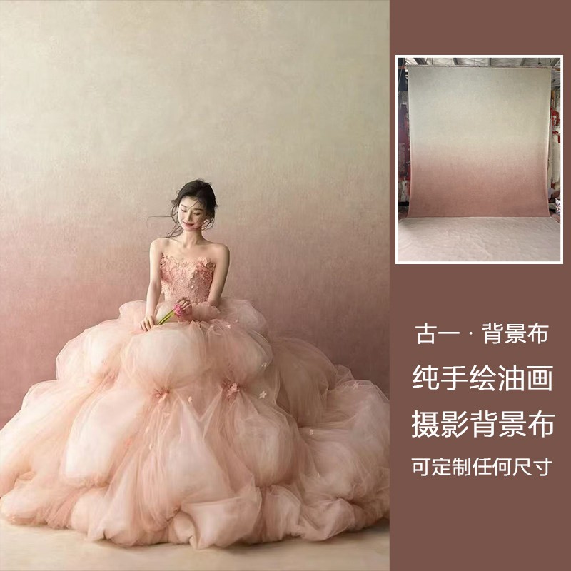 纯手工不织布梦幻抽象手绘婚纱摄影复古经典油画背景布订制HOT