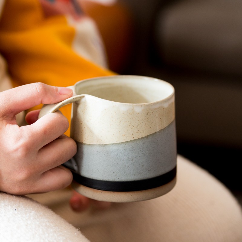 Lewu复古粗陶马克杯日系茶水杯早餐杯创意家用陶瓷情侣杯子咖啡杯