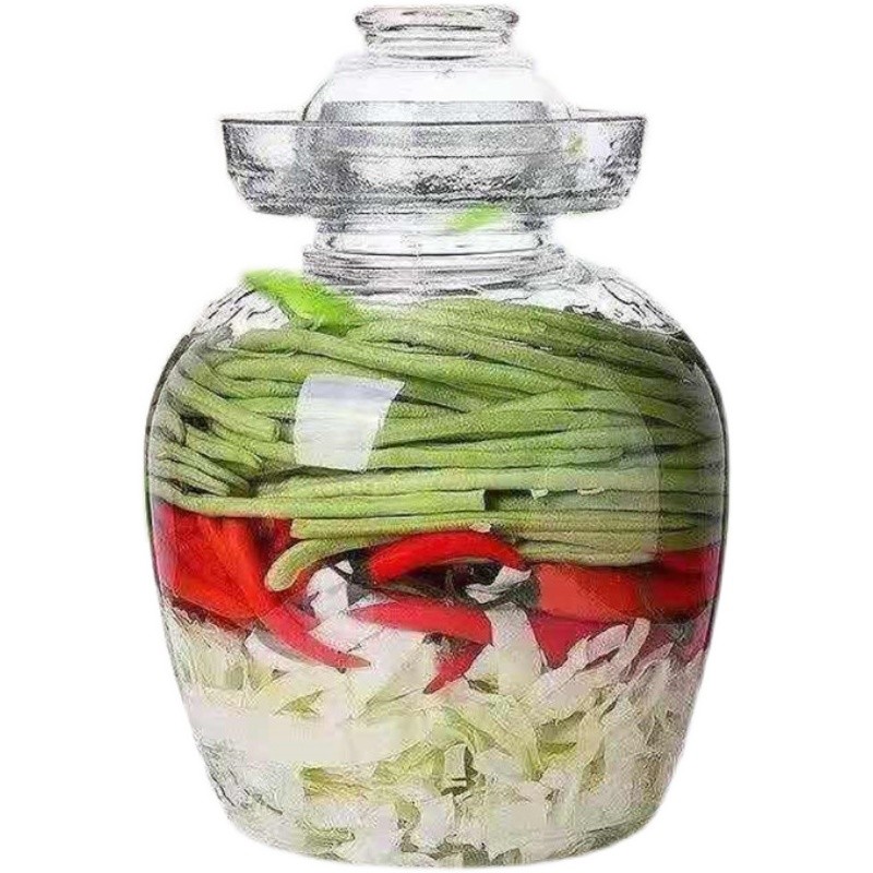 无铅泡菜坛子玻璃加厚酸菜坛子腌菜罐家用玻璃缸大密封咸菜泡菜罐