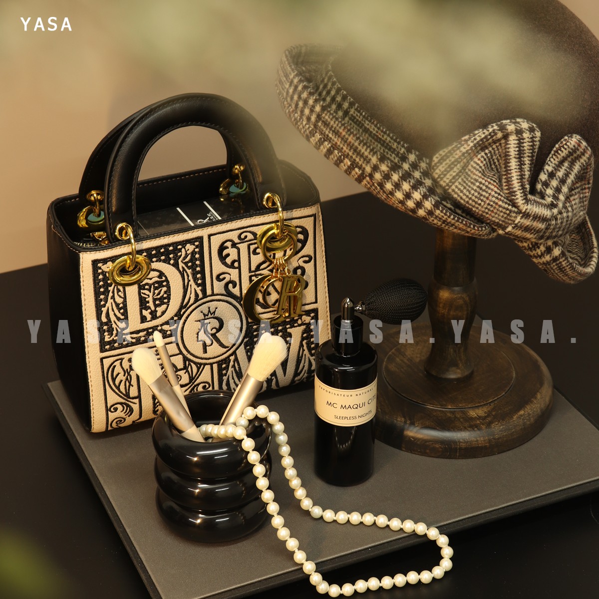 YASA【复古包包组合】样板房衣帽间主卧优雅气质软装气囊香薰女帽