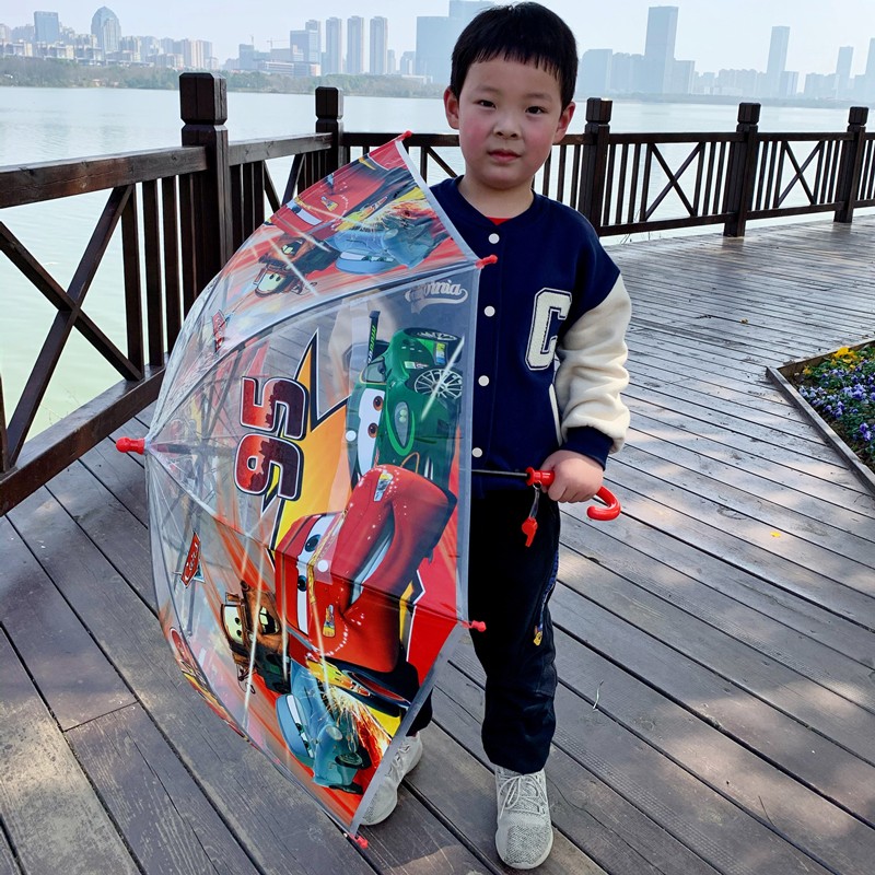 闪电麦昆车王雨伞儿童男孩汽车总动员透明轻便带口哨幼儿园宝宝伞