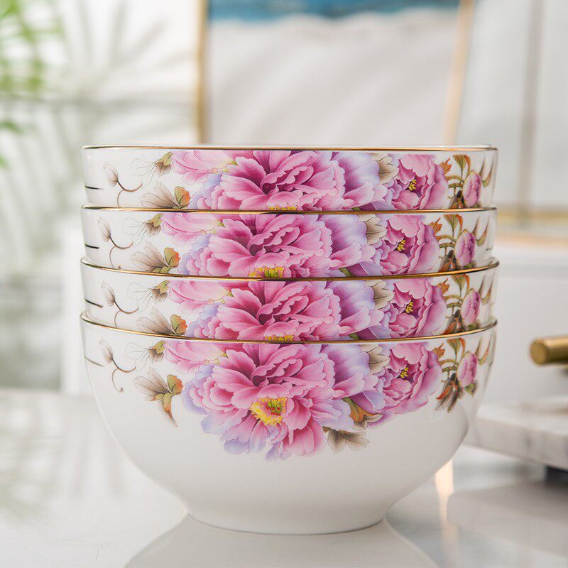 景德镇骨瓷家用6英寸奥碗汤面碗直口微波炉可用健康乔迁2024新款