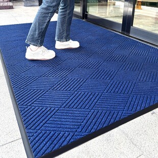 公司蓝色门口地垫入户门防滑地毯大门口脚垫室外门垫迎宾门外定制