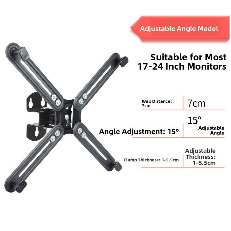 无孔显示器挂架没有孔电脑显示器支架壁挂架子万能夹19 22 24英寸