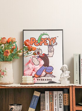 《大力水手》中古风镜子装饰画美式复古餐厅桌面摆画潮流客厅挂画