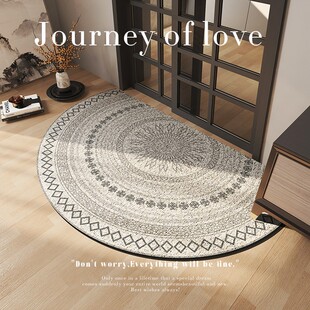 美式半圆形丝圈地垫入户门进门大门口脚垫欧式高级感入户室内地毯