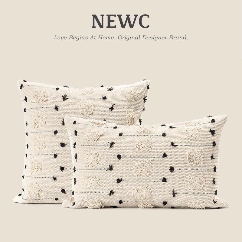 新宸优品米色毛线编织公主抱枕客厅沙发床上创意长方形刺绣靠垫套