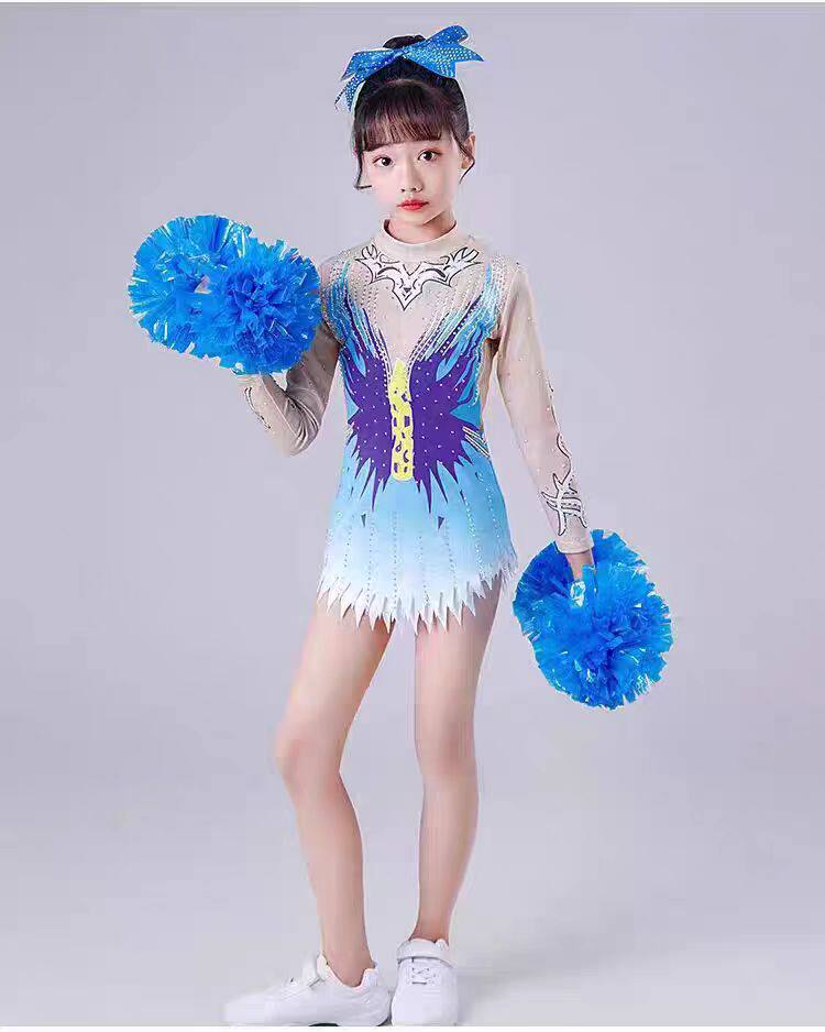 儿童啦啦操健美操连体裙艺术体操服爵士舞竞技运动比赛舞蹈演出服